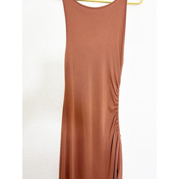 L Space Tiana Maxi Dress Size Large Coffee Tan Cut Out Side Stretch Quiet Luxury - Picture 9 of 13